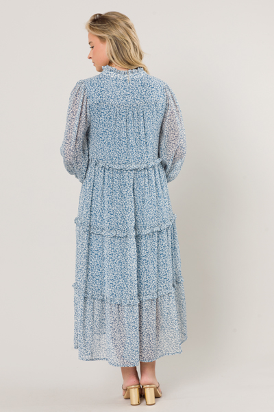 Dusty Blue Ditsy Maxi