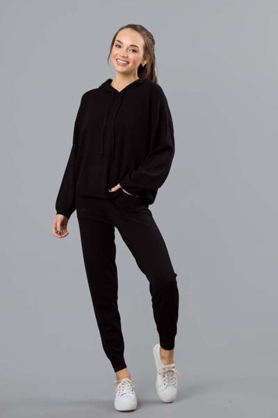 Pull-On Sweater Jogger, Black