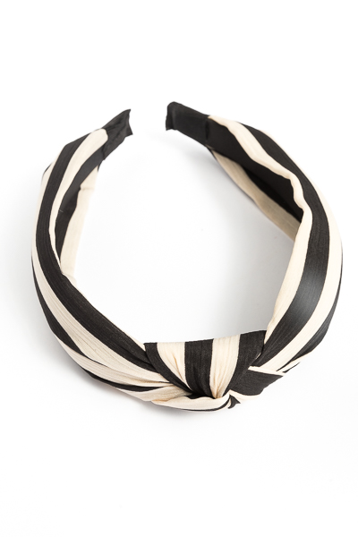 Stripe Knotted Headband, Black