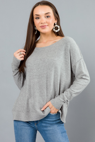 Color Block Circle Earring, Gray