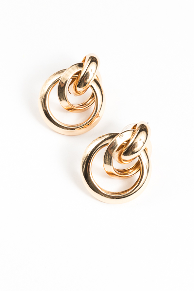 Double Circle Earrings, Gold