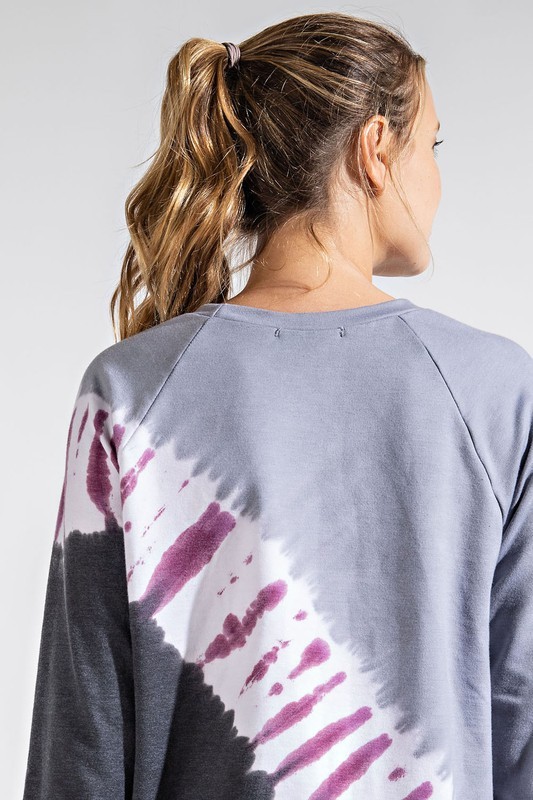 Diagonal Tie Dye Pullover, Black
