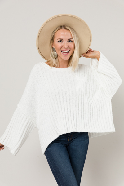 Fuzzy Rib Sweater, Snow White