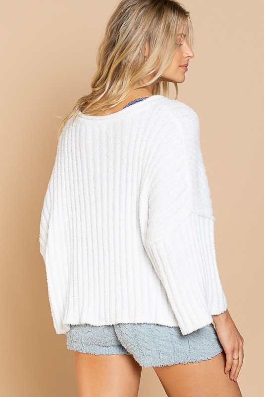 Fuzzy Rib Sweater, Snow White