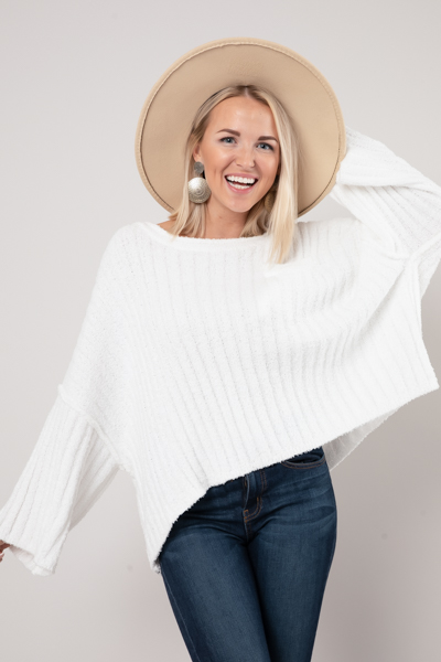 Fuzzy Rib Sweater, Snow White