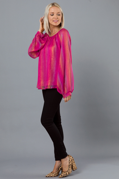 Iridescent Blouse, Hot Pink