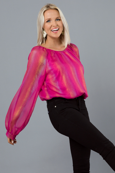 Iridescent Blouse, Hot Pink