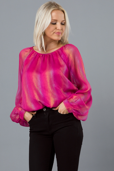 Iridescent Blouse, Hot Pink