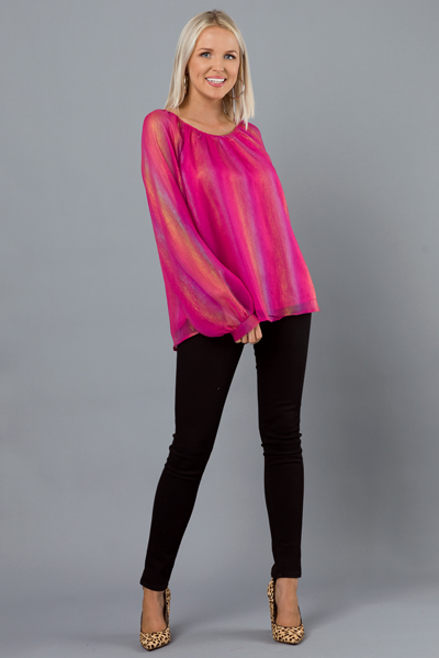 Iridescent Blouse, Hot Pink