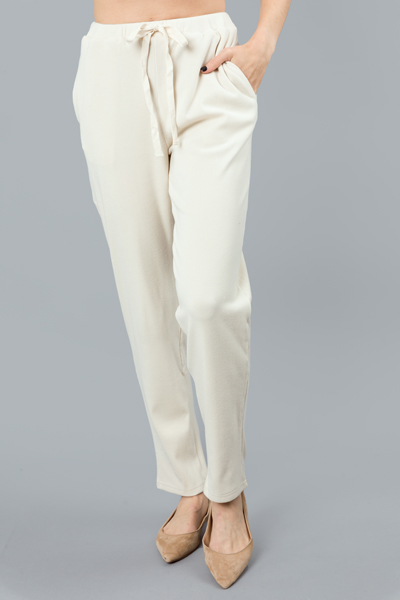 Soft Rib Slim Pants, Cream