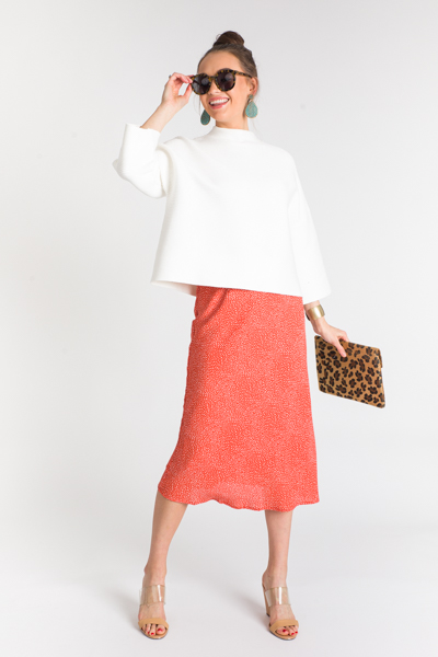 Ditsy Dot Midi Skirt, Orange