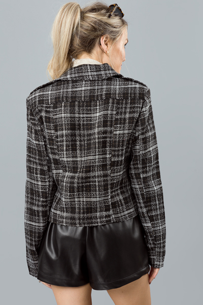 Tweed Moto Jacket, Black