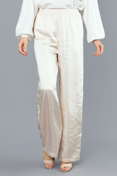 Magnificent Satin Pants, Cream