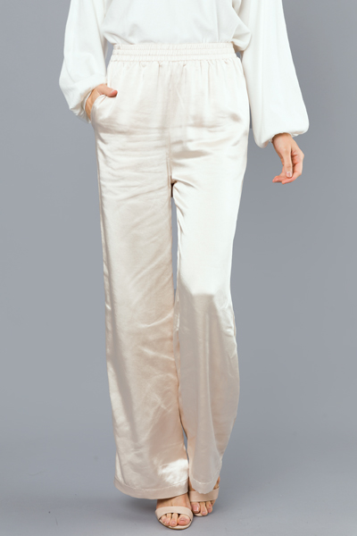 Magnificent Satin Pants, Cream