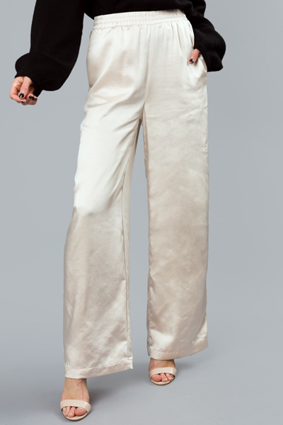 Magnificent Satin Pants, Cream