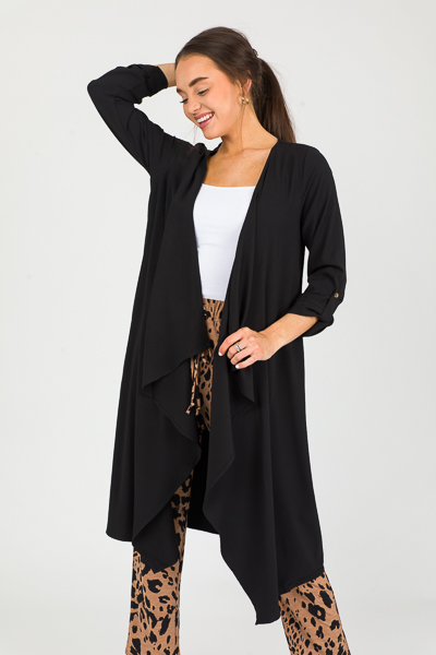 Tab Sleeve Long Topper, Black