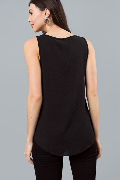 Scoop Neck Pocket Tank, Black