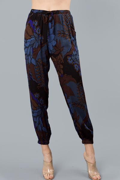 Fall Floral Jogger Pant, Blue