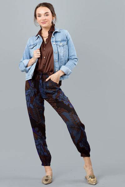 Fall Floral Jogger Pant, Blue