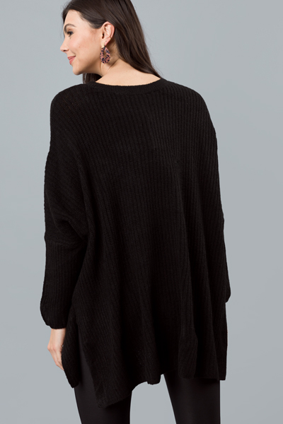 Patch Pocket Boxy Sweater, Black