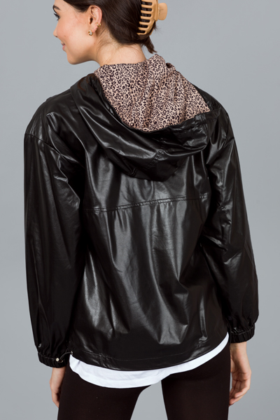 Leather Animal Hoodie, Black