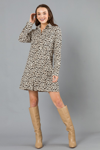 Corduroy Shirt Dress, Cheetah