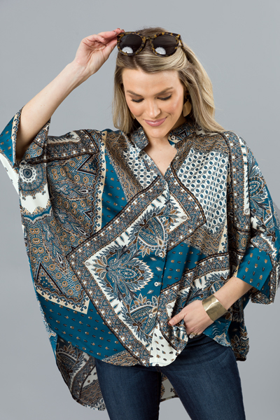 Silky Paisley Button Up