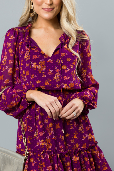 Spot Texture Floral Dress, Violet