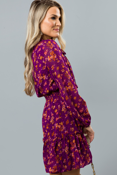 Spot Texture Floral Dress, Violet