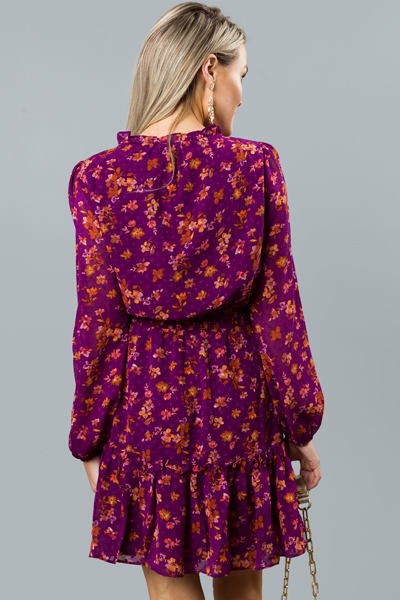 Spot Texture Floral Dress, Violet