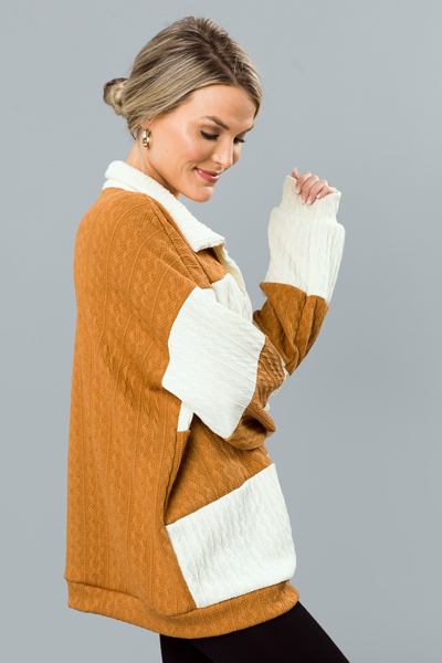 Colorblock Collar Sweater, Camel