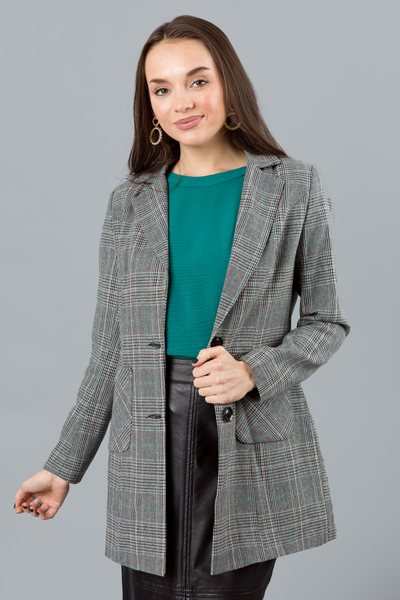 Aniston Plaid Jacket, Black