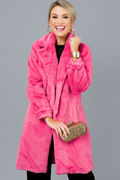Elle Fur Coat, Hot Pink