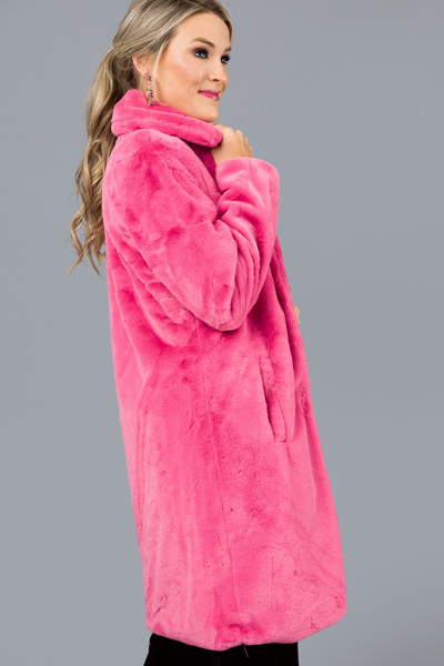 Elle Fur Coat, Hot Pink