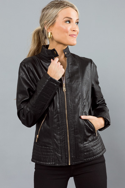 Jamie Leather Jacket, Black