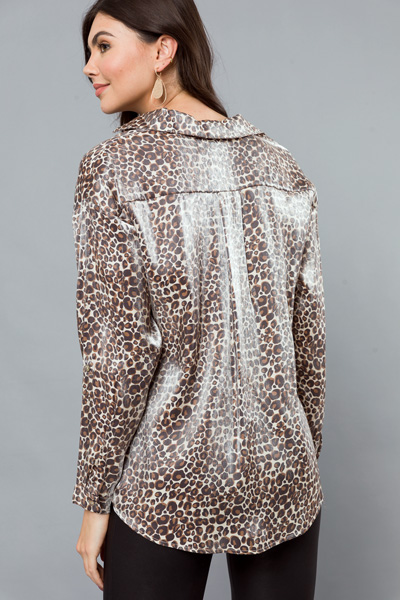 Shimmer Leopard Button Up, Sand