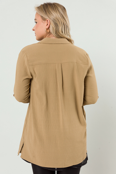 Collared Drape Topper, Khaki