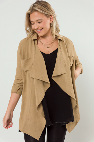 Collared Drape Topper, Khaki