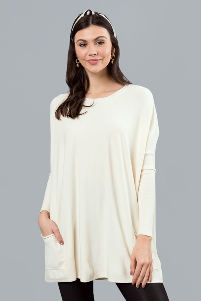 Double Pocket Sweater, Ivory