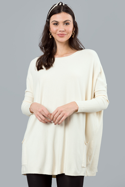 Double Pocket Sweater, Ivory