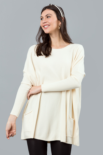 Double Pocket Sweater, Ivory