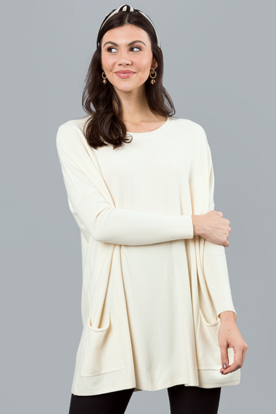 Double Pocket Sweater, Ivory