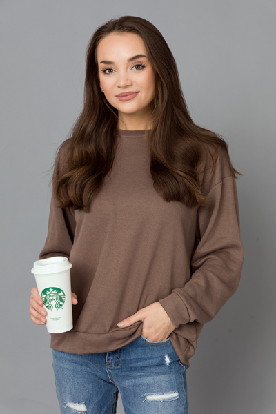 Solid Sweatshirt, Mocha