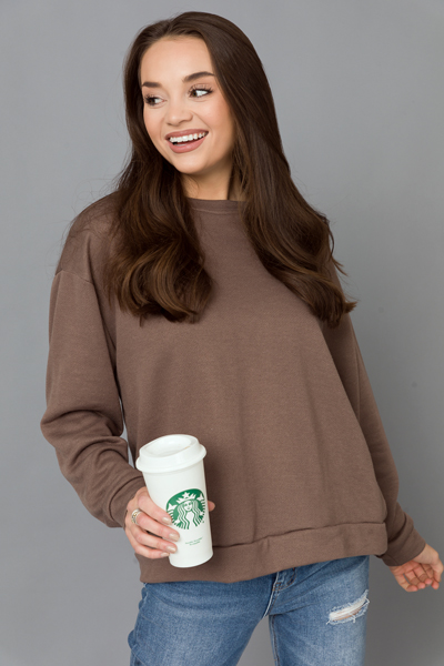 Solid Sweatshirt, Mocha