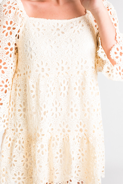 Floral Lace Dress, Vintage Ivory