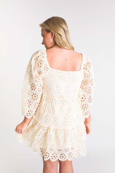 Floral Lace Dress, Vintage Ivory