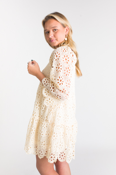 Floral Lace Dress, Vintage Ivory