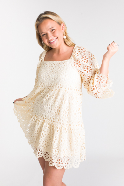 Floral Lace Dress, Vintage Ivory