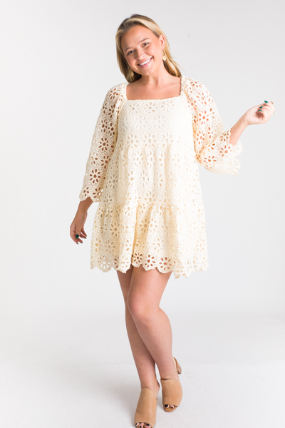 Floral Lace Dress, Vintage Ivory