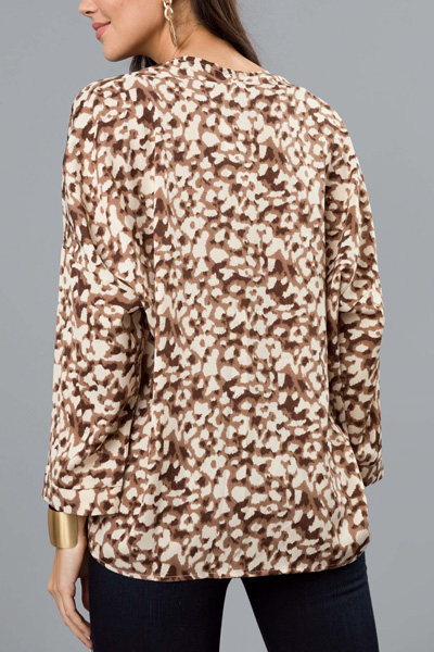 Leopard LS Blouse, Brown Mix